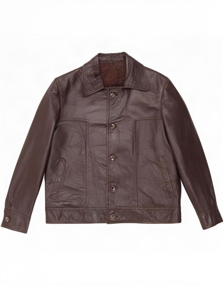 veste en cuir homme vintage UK 40 Grand Marron