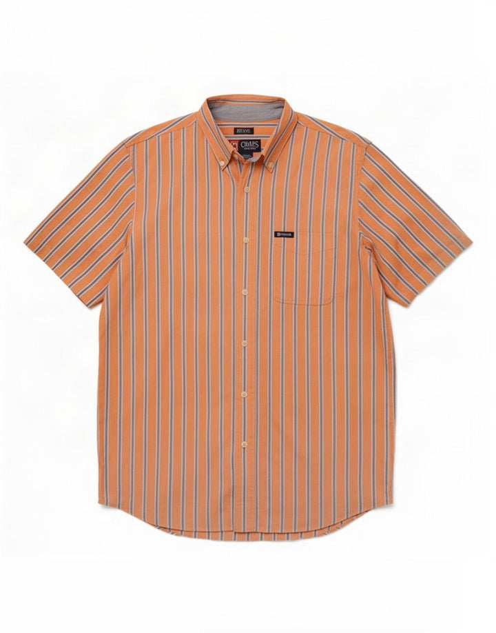 Chaps Chemise à manches courtes pour homme en coton rayé orange
