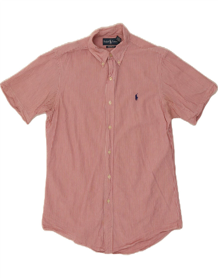 RALPH LAUREN Mens Custom Fit Short Sleeve Shirt Medium Red Pinstripe Vintage Ralph Lauren and Second-Hand Ralph Lauren from Messina Hembry 