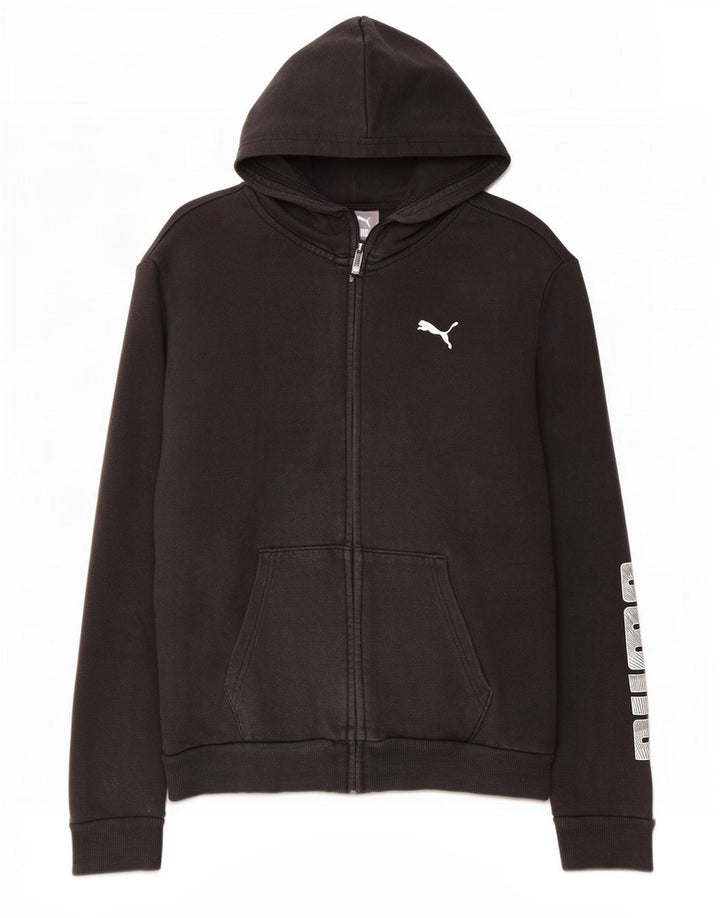 Puma Pull à capuche graphique zippé pour femme UK 14 Noir moyen