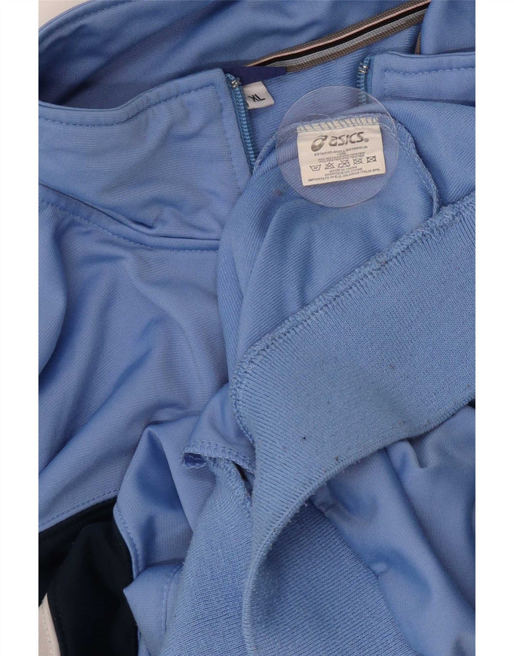 Asics Veste de survêtement pour homme XL Bleu Colorblock Polyester