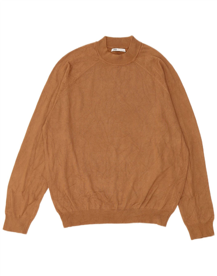 Zara Pull Col Rond Homme Beige Moyen