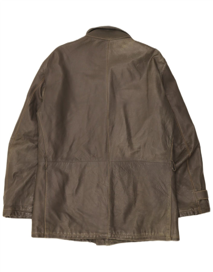 veste en cuir militaire vintage pour homme UK 38 Cuir kaki moyen