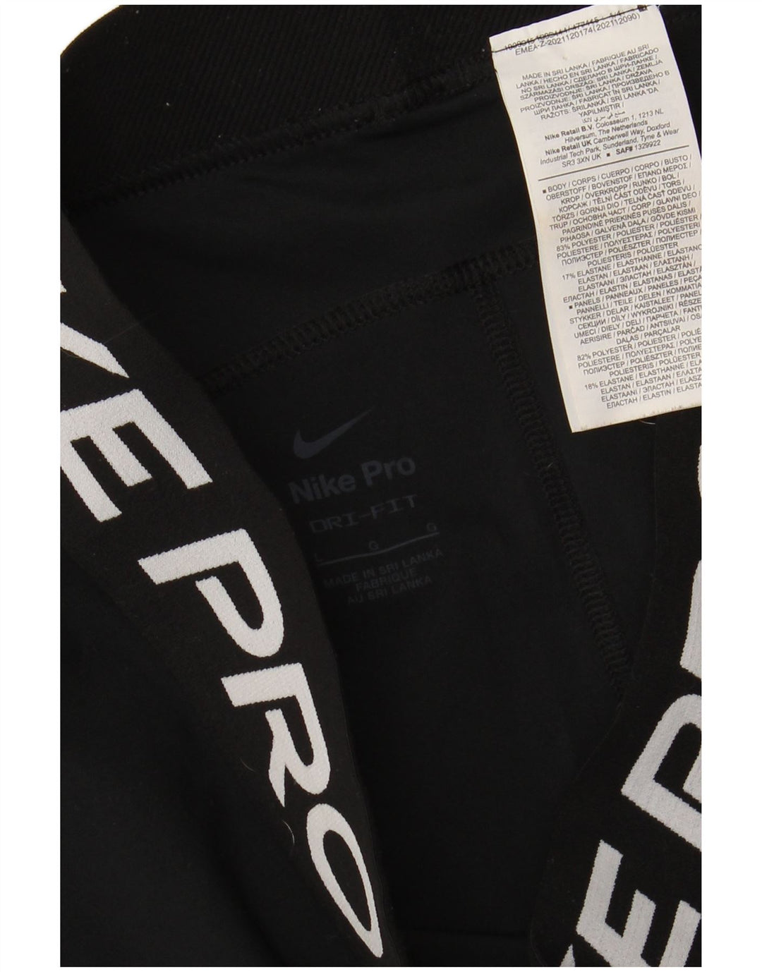 NIKE Legging graphique Dri Fit pour femme UK 14 Large Noir Polyester