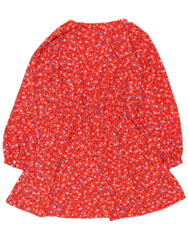 Zara Robe à volants à manches 3/4 pour femme UK 10 Petit polyester floral rouge
