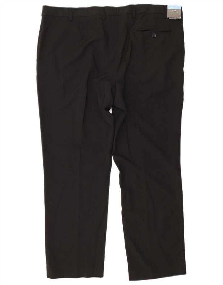 Marks & Spencer Pantalon de costume droit régulier pour homme W42 L29 Noir Polyester