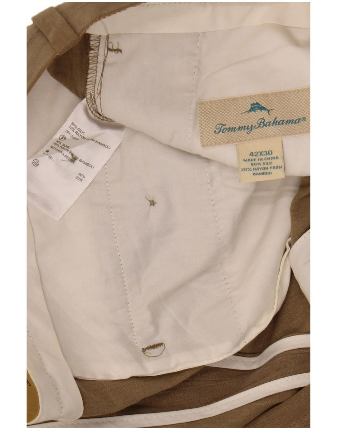 TOMMY BAHAMA Pantalon Chino Pegged Homme W42 L30 Soie Beige