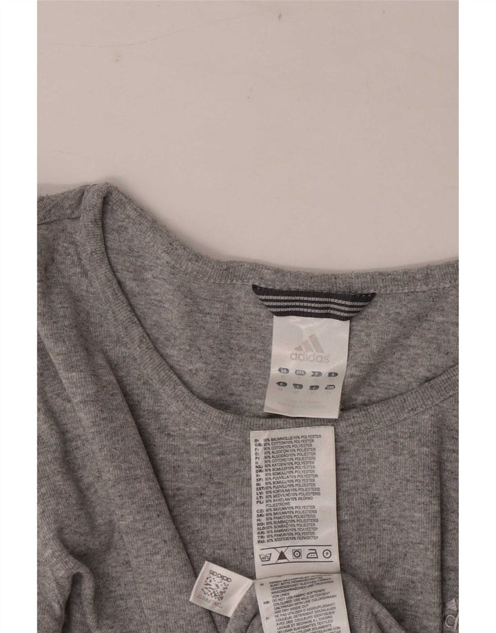 Adidas Haut à manches longues pour femme UK 10 Petit Gris Coton