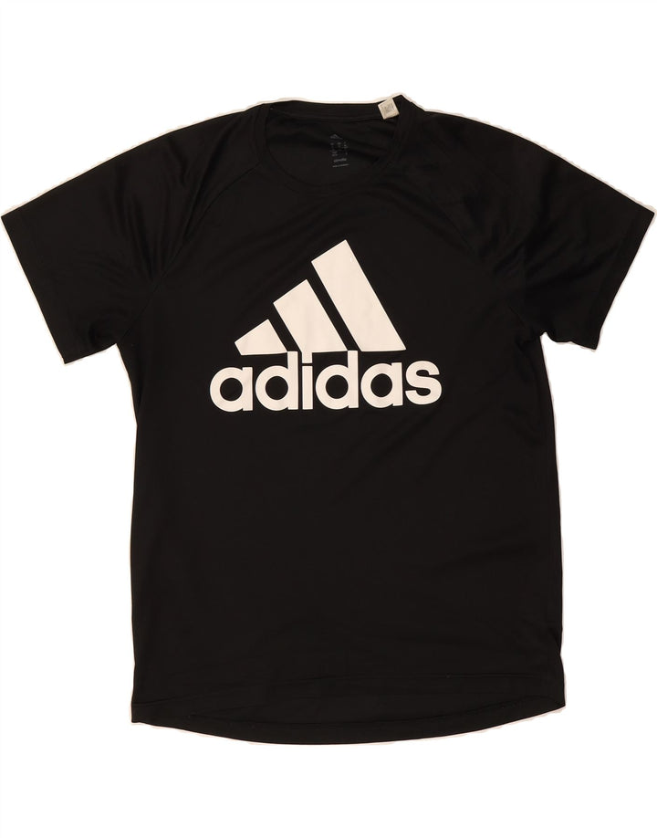 ADIDAS Mens Climalite Graphic T-Shirt Top Medium Black Polyester Vintage Adidas and Second-Hand Adidas from Messina Hembry 