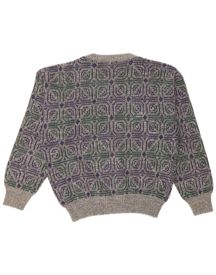 I LEVRIERI Pull Col Rond Homme Gris Moyen Géométrique Polyacrylique