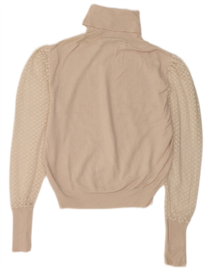Zara Pull col roulé pour femme UK 12 Medium Off White Coton