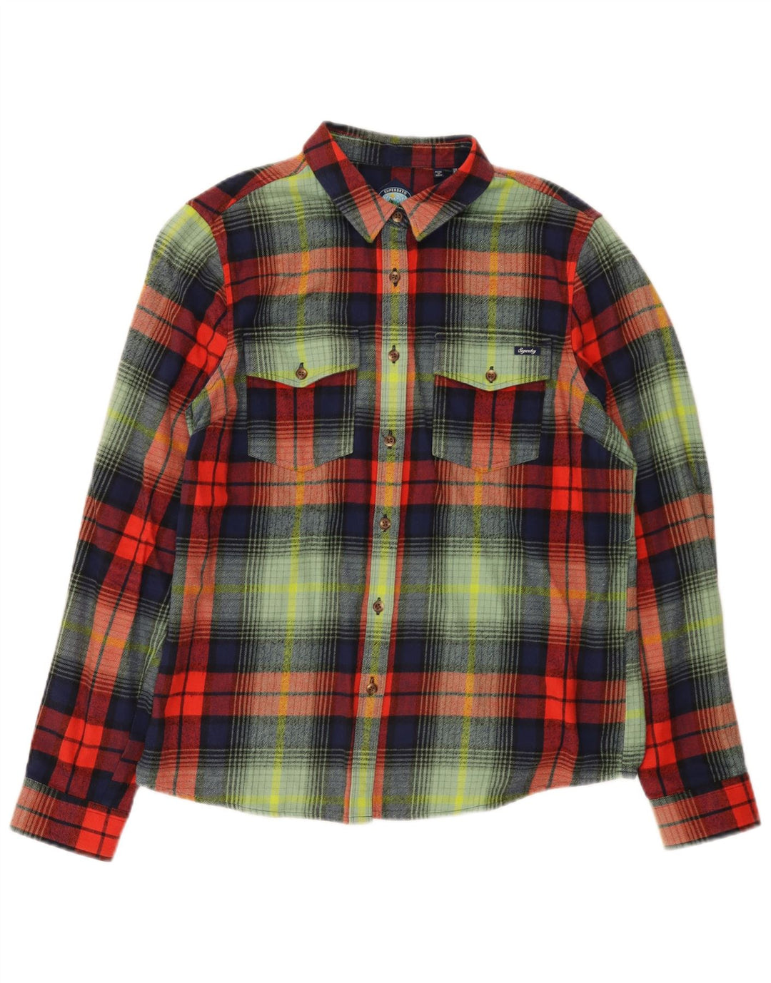 Superdry Chemise en flanelle pour femme UK 12 Medium Multicolore Plaid Coton