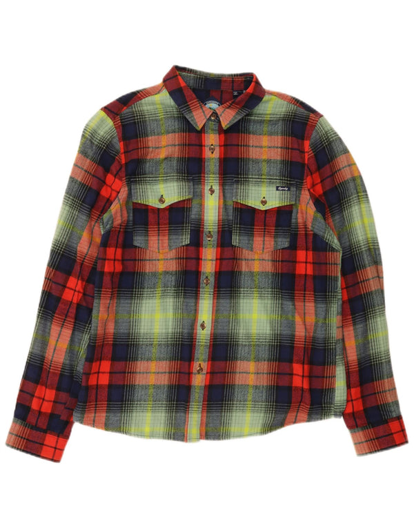 Superdry Chemise en flanelle pour femme UK 12 Medium Multicolore Plaid Coton