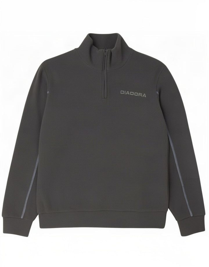 Diadora Pull Polaire Col Zippé Homme Gris Moyen Polyester