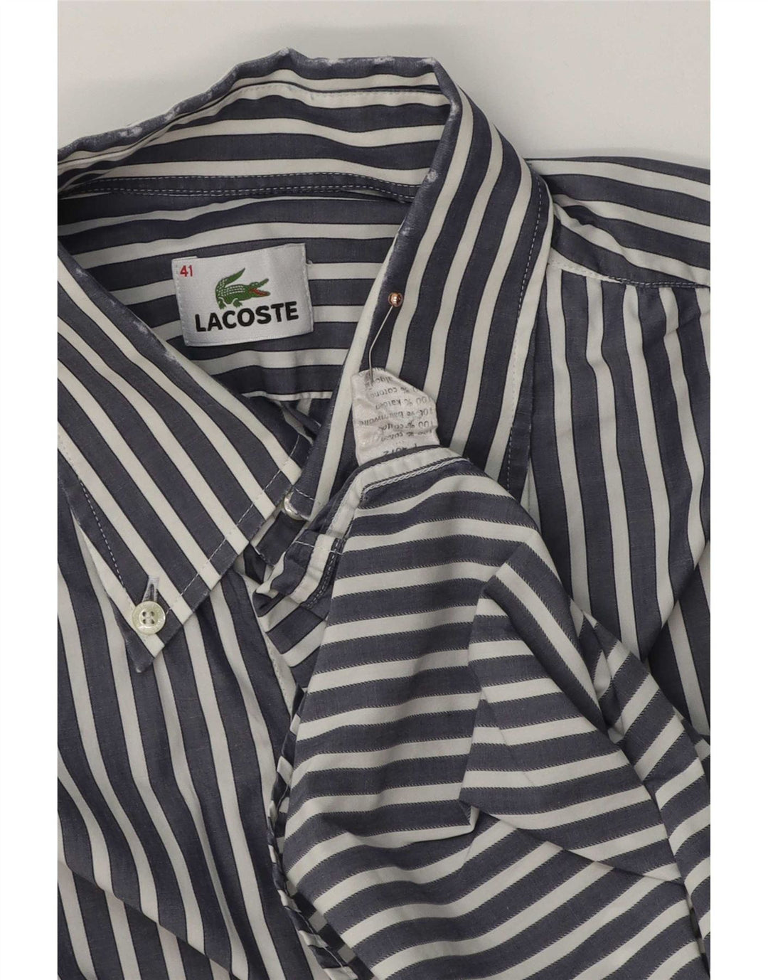 Lacoste Chemise homme Taille 41 Coton bleu marine moyen à fines rayures