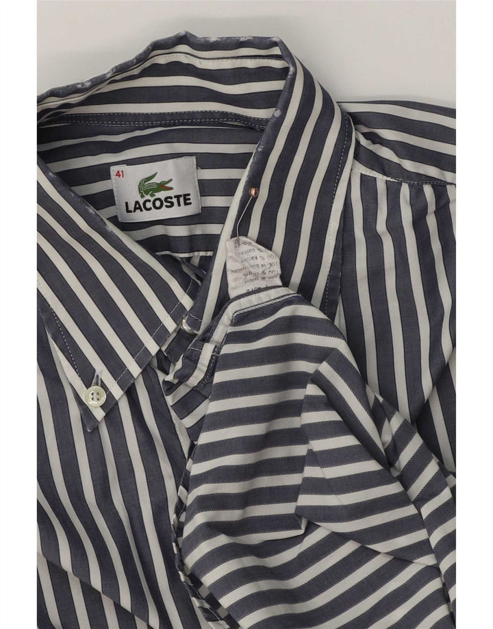 Lacoste Chemise homme Taille 41 Coton bleu marine moyen à fines rayures