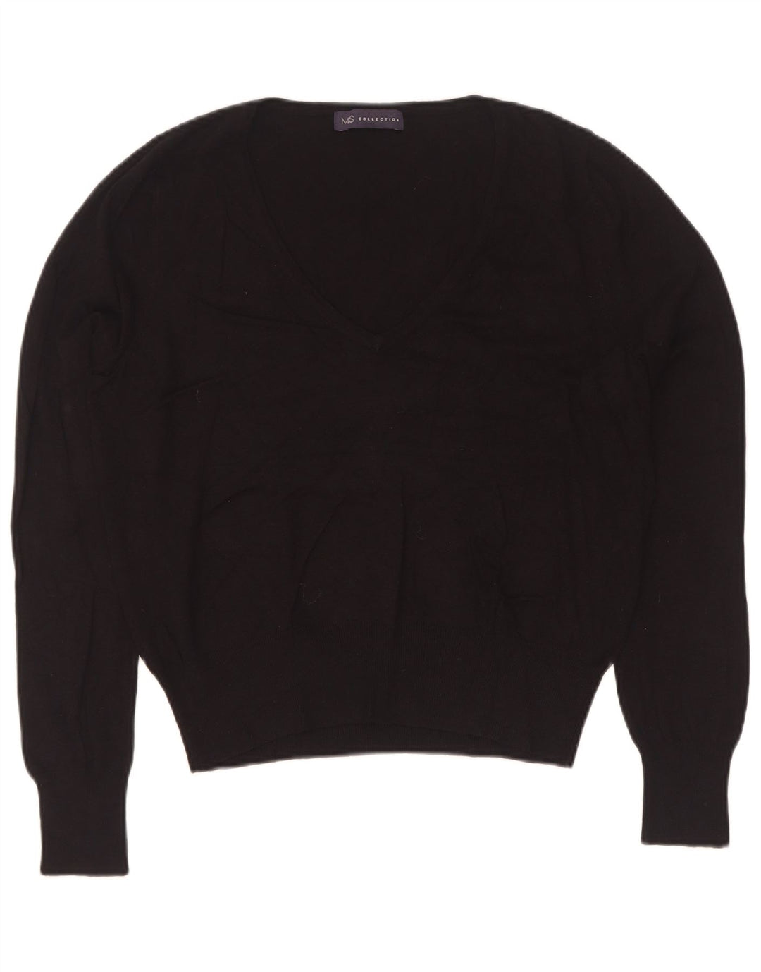 Marks & Spencer Pull col en V pour femme UK 44 Viscose noir moyen