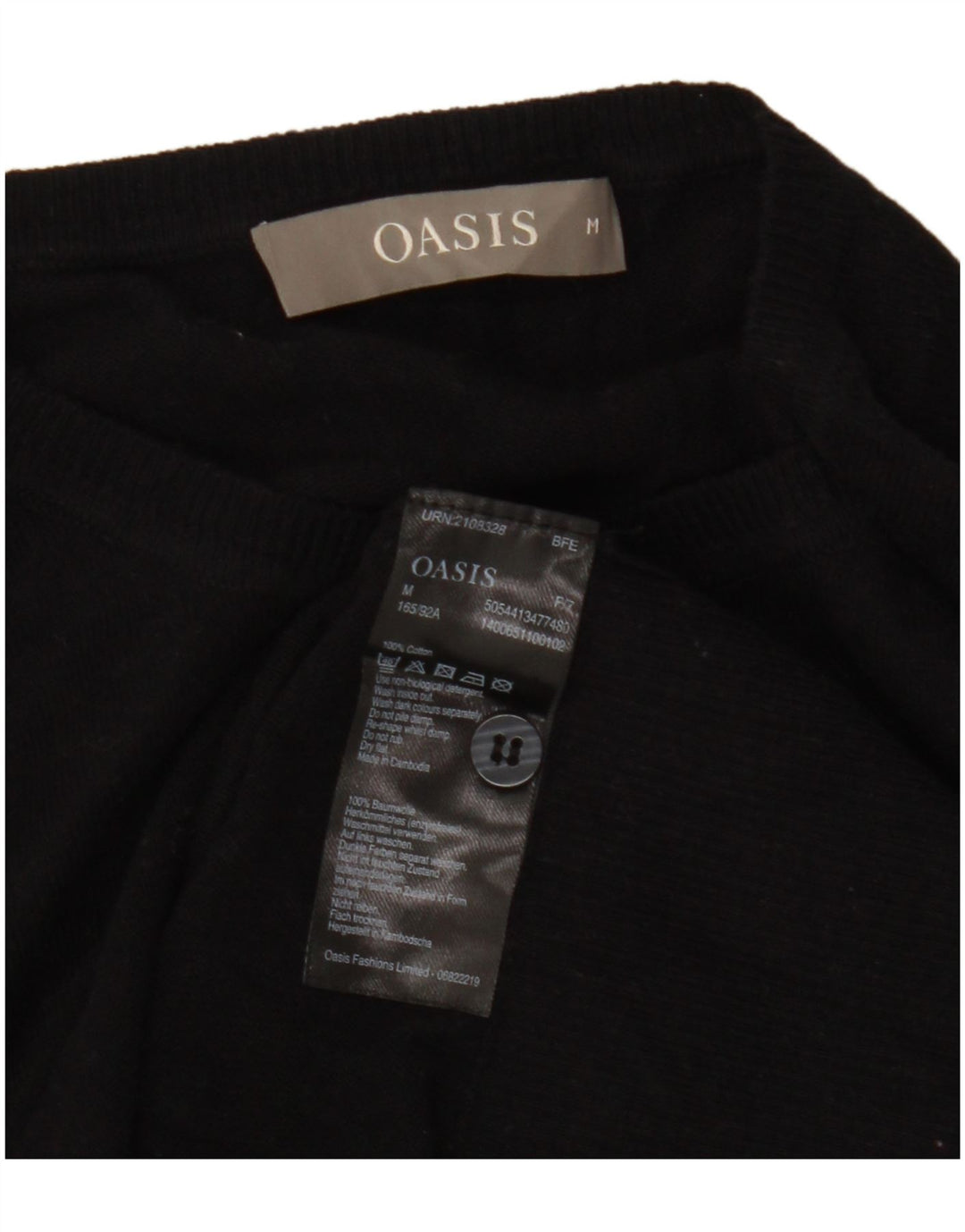 Oasis Cardigan pour femme UK 14 en coton noir moyen