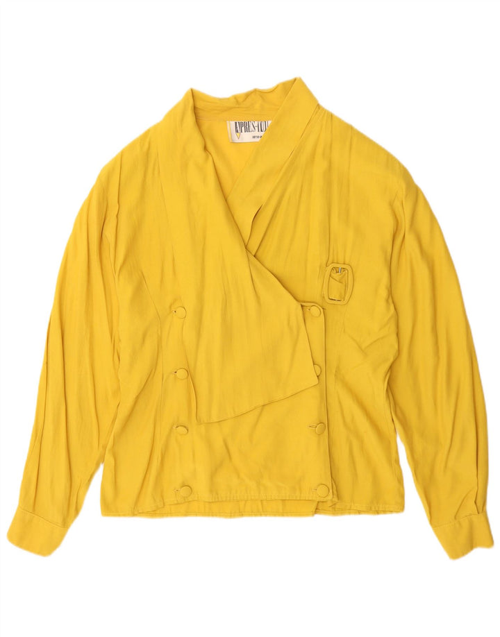 Chemisier chemise femme vintage UK 14 Viscose jaune moyen