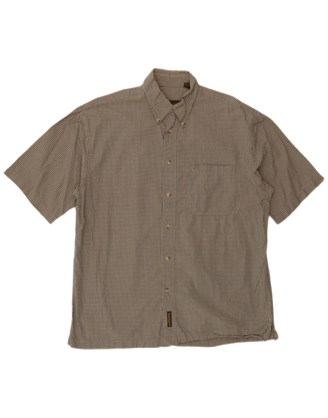 Timberland Chemise à Manches Courtes Homme Beige Moyen Carreaux Coton