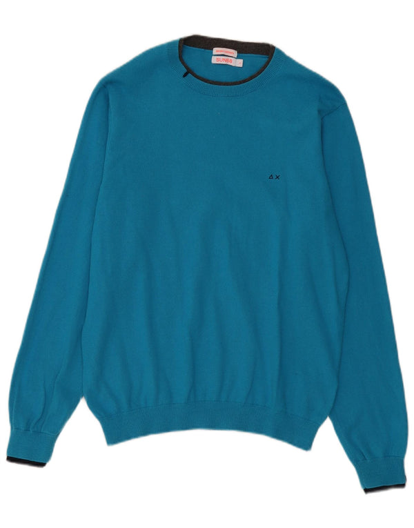 SUN68 Pull col bateau pour femme UK 16 Large Bleu Coton