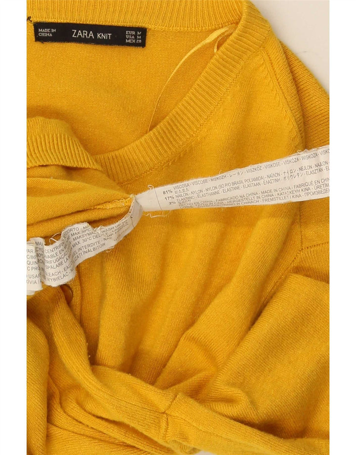 Zara Cardigan Femme Pull UK 12 Viscose Jaune Moyen