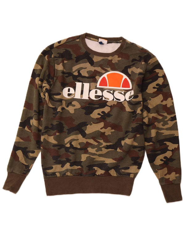 Ellesse Mens Graphic Sweatshirt Jumper Petit Kaki Camouflage Coton
