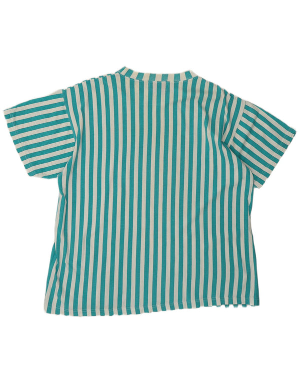 Blanc Bleu T-shirt graphique à manches courtes pour homme Large Rayé Bleu