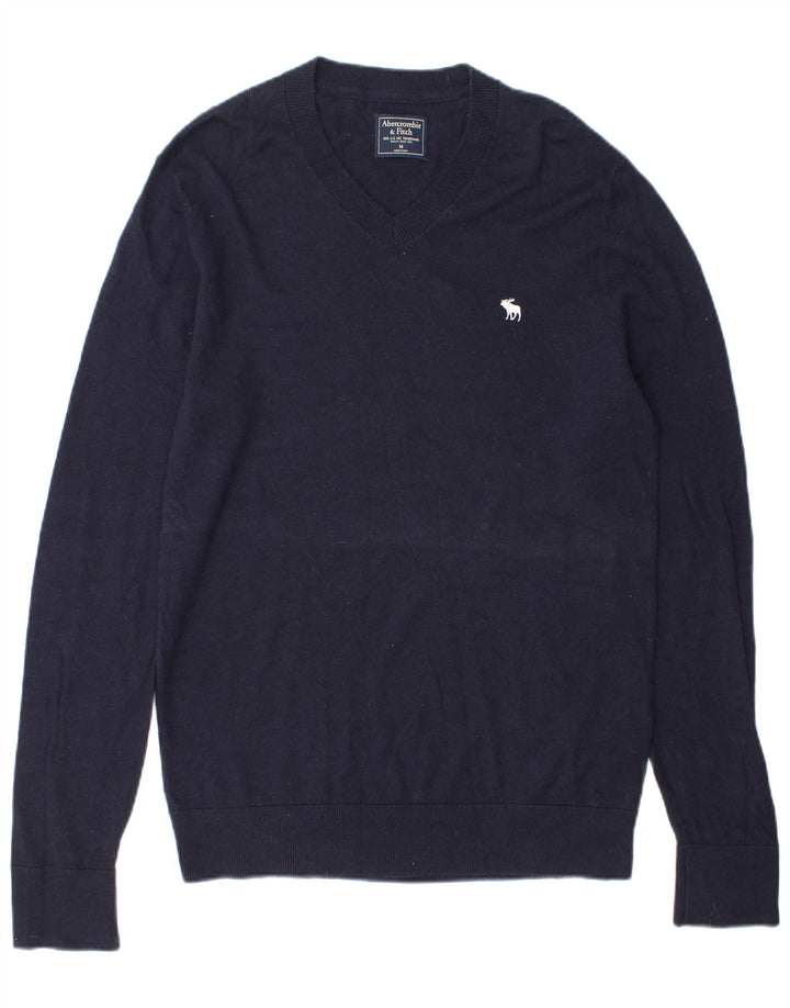 Abercrombie & Fitch Pull col V pour homme en laine bleu marine moyen