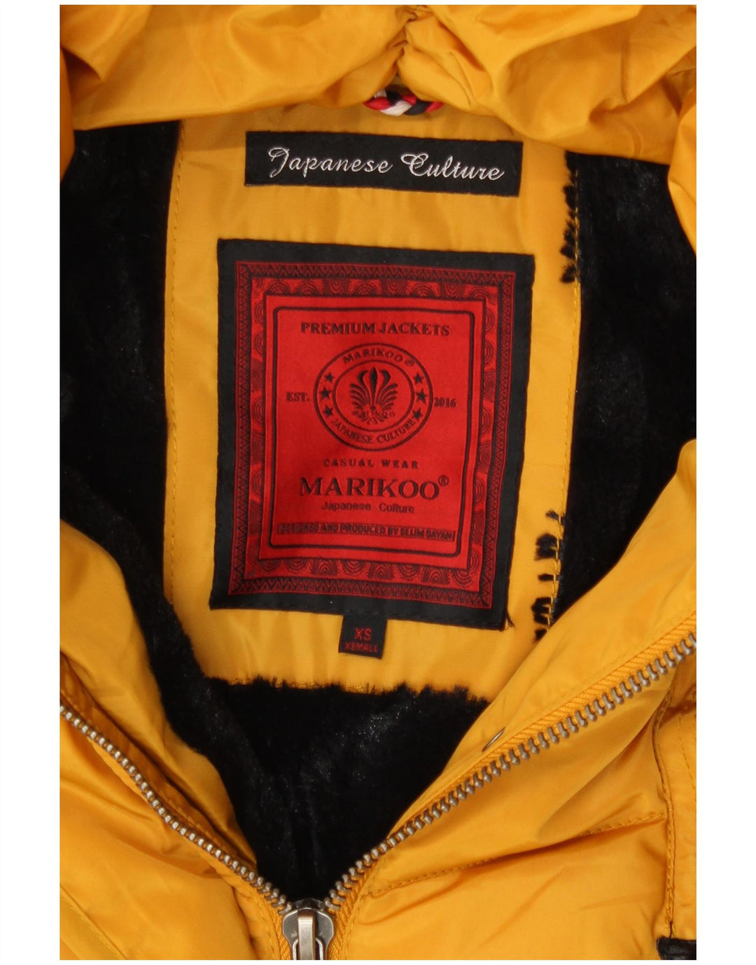 Marikoo Veste matelassée à capuche pour femme UK 6 XS Jaune Polyester