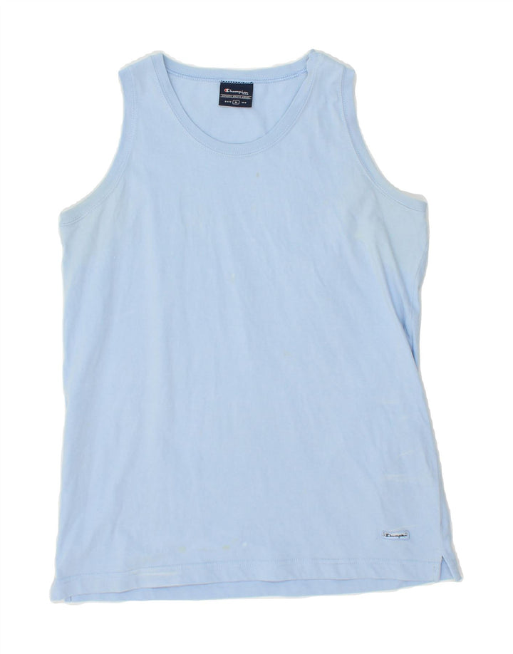 CHAMPION Womens Vest Top UK 12 Medium Blue Cotton Vintage Champion and Second-Hand Champion from Messina Hembry 