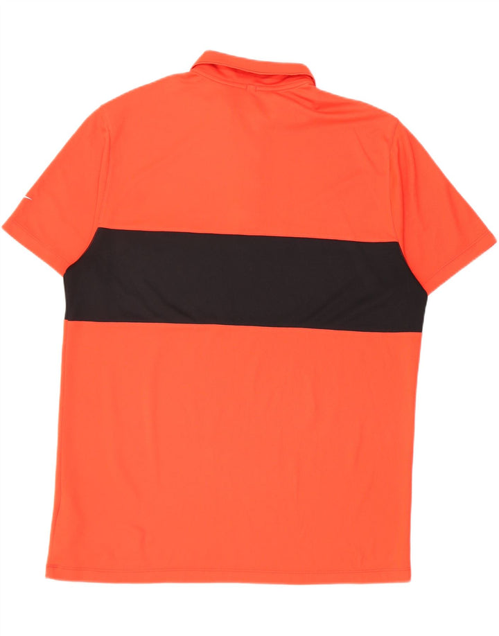 Nike Polo Dri Fit pour homme Large en polyester color block orange