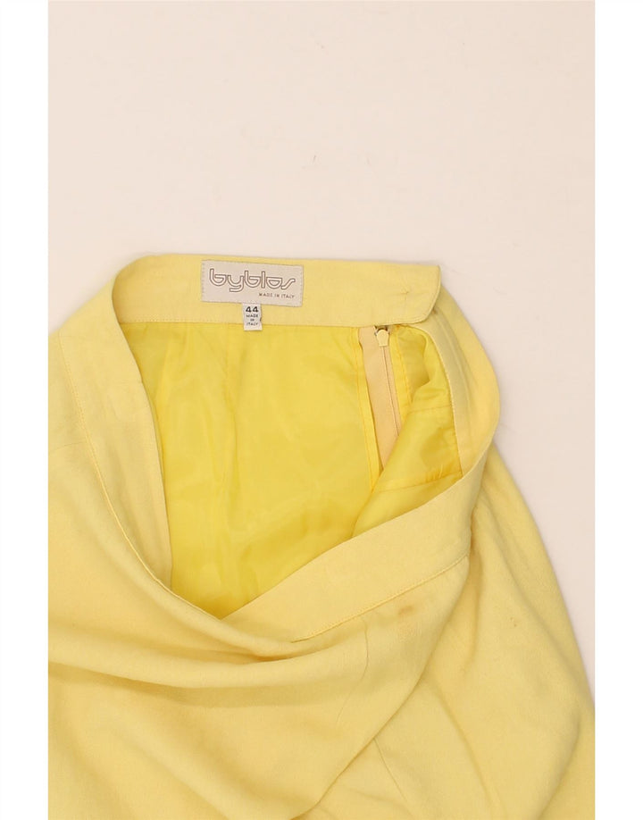 BYBLOS Womens Pencil Skirt IT 44 Medium W30 Yellow Viscose Vintage Byblos and Second-Hand Byblos from Messina Hembry 