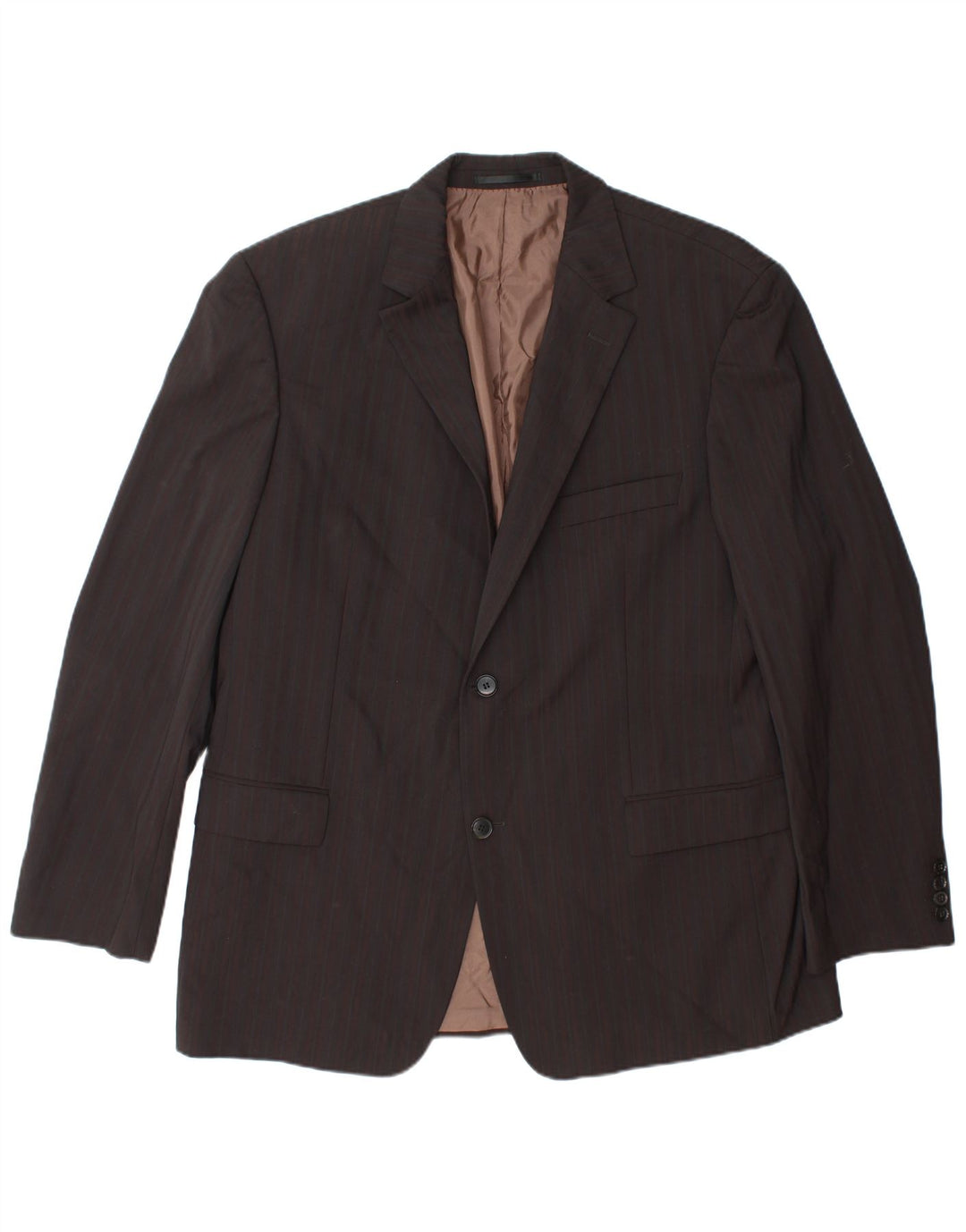 HUGO BOSS Veste blazer à 2 boutons pour hommes EU 58 4XL Laine à fines rayures marron
