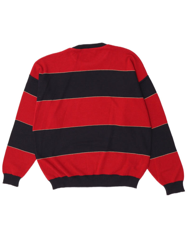 Il Granchio Pull Col Rond Homme XL Laine Rayée Rouge