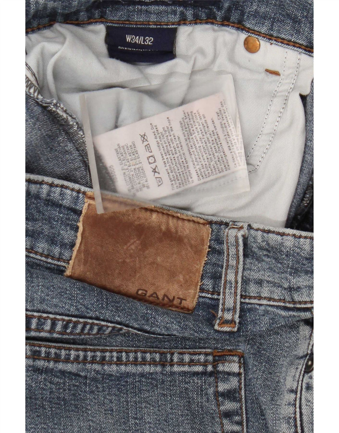 Gant Jean droit homme W34 L32 bleu coton