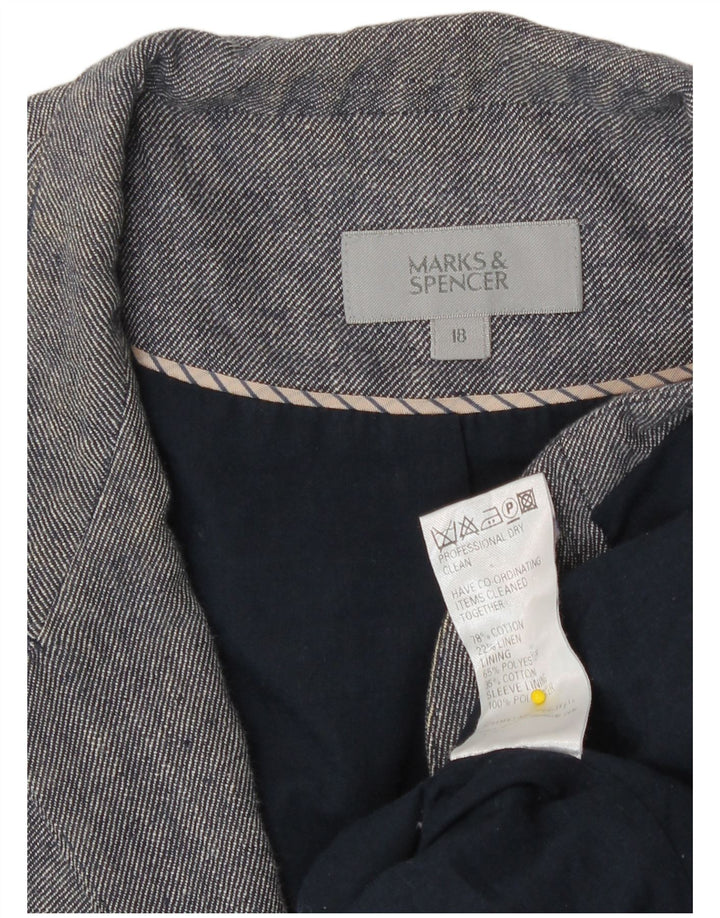 Marks & Spencer Veste Boléro Femme UK 18 XL Bleu Coton
