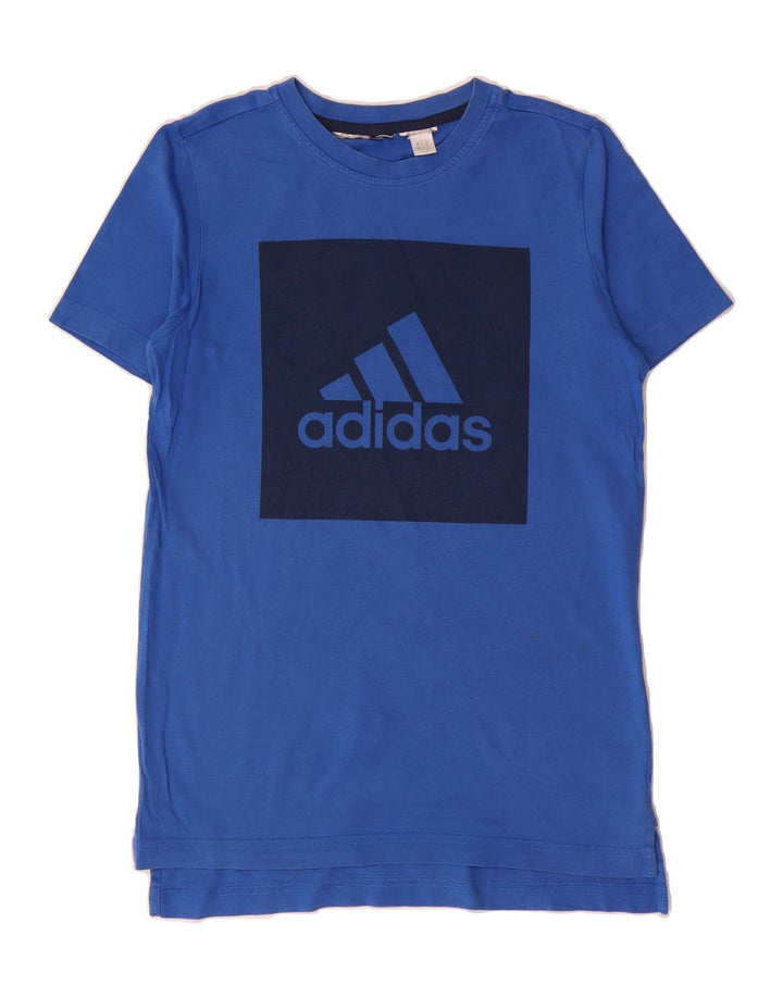 ADIDAS Boys Graphic T-Shirt Top 13-14 Years Blue Vintage Adidas and Second-Hand Adidas from Messina Hembry 