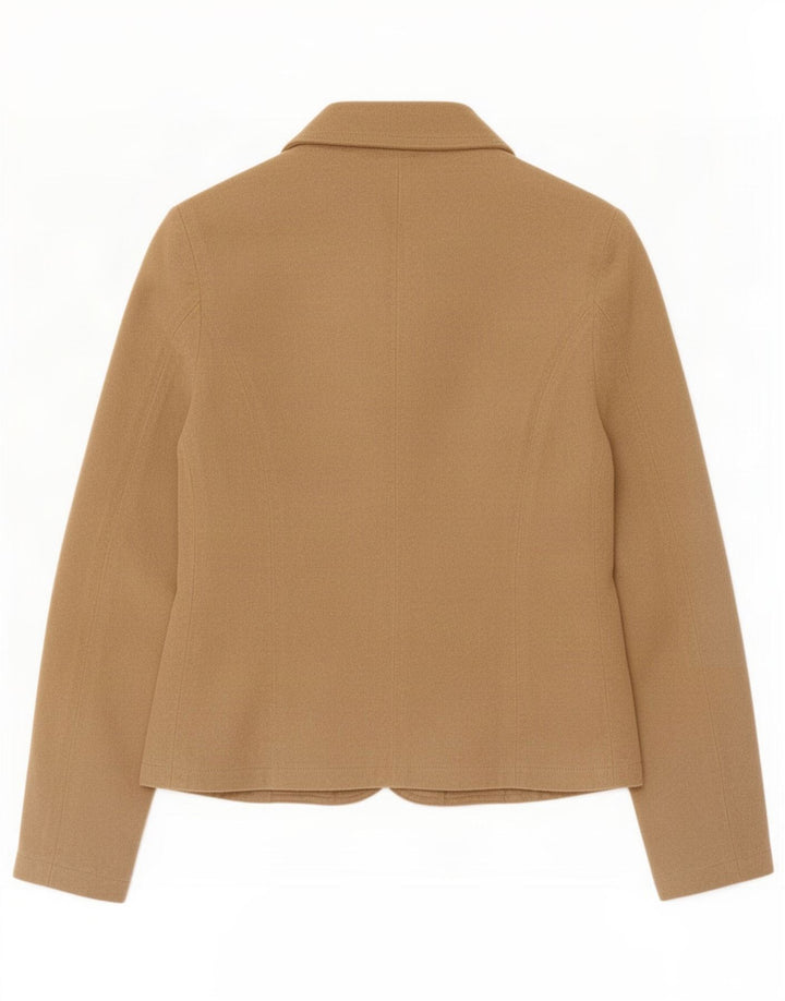 vintage Femme 3 Boutons Blazer En Daim Veste IT 46 Grand Cuir Beige