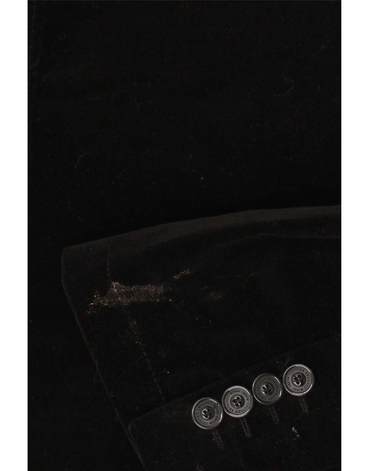 Zara Veste Blazer en Velours à 2 Boutons pour Homme EU 52 Grand Coton Noir