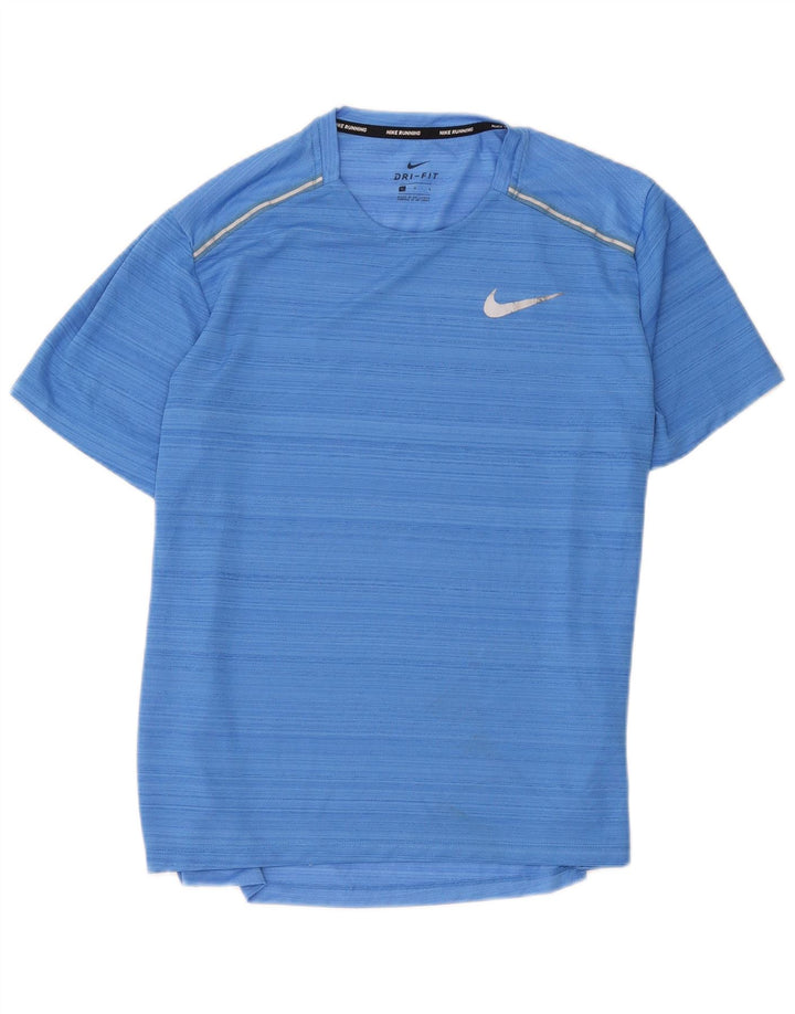 Nike Hommes Dri Fit T-Shirt Haut Large Bleu Rayé Polyester