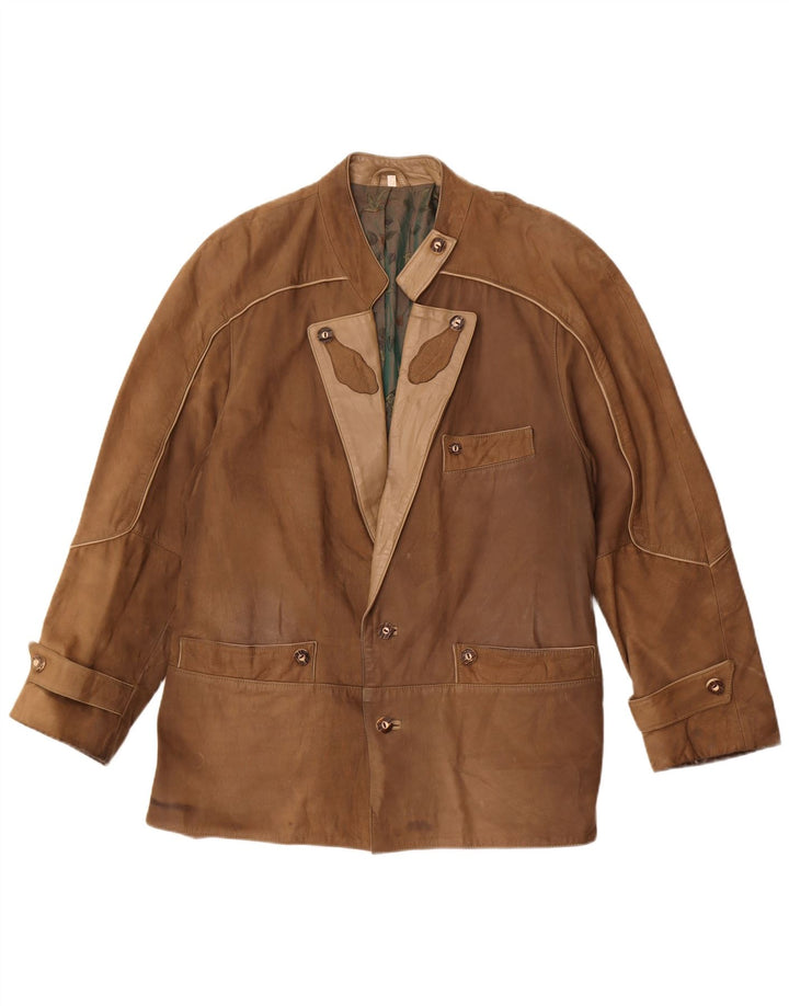 veste en cuir homme vintage IT 50 Grand Marron