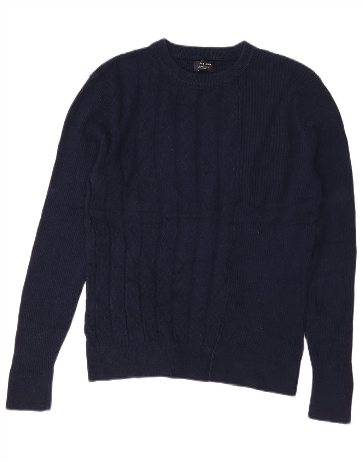 Zara Pull à col rond pour homme en coton bleu marine moyen