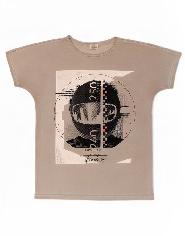 Diesel T-Shirt Graphique Homme Grand Gris Coton