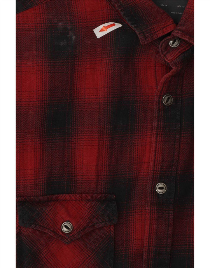 Zara Chemise sans manches en flanelle coupe régulière pour homme à carreaux rouges moyens