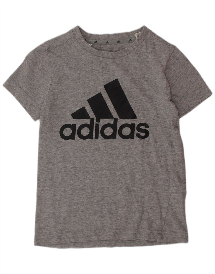 ADIDAS T-Shirt Graphique Garçon 7-8 Ans Gris Coton