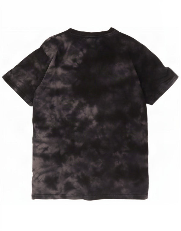 Ellesse Womens Graphic T-Shirt Top UK 12 Medium Black Tie Dye Cotton