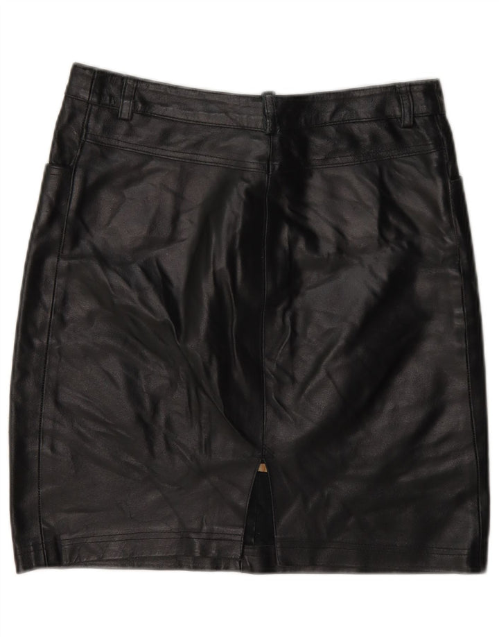 jupe en cuir femme vintage Medium W28 Noir
