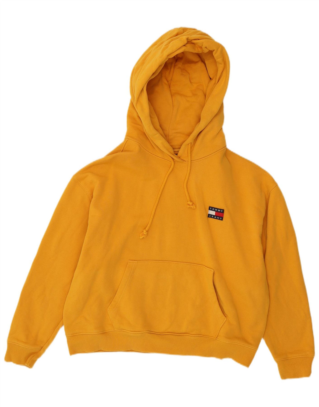 TOMMY HILFIGER Pull à capuche court surdimensionné pour femme UK 16 Large Jaune