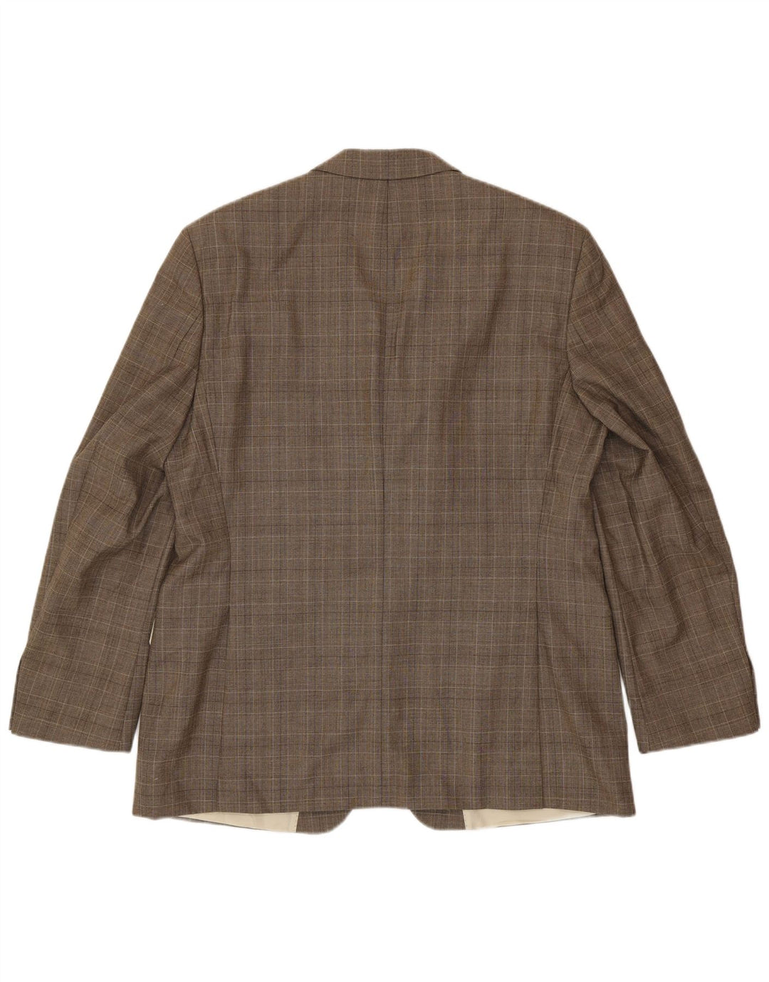 Hugo Boss Veste blazer à 3 boutons pour homme EU 56 3XL Marron à carreaux en laine vierge